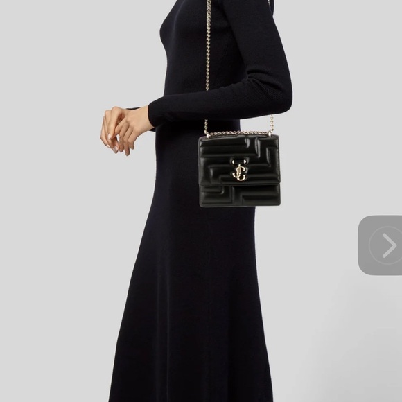 Jimmy Choo Leather Avenue Quad quilted shoulder bag Black Leather, Gold, New - Picture 2 of 13